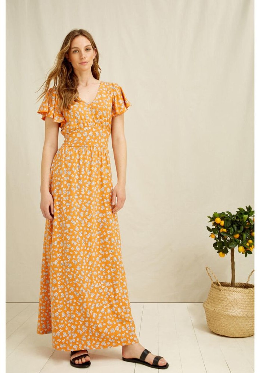 Damen People Tree Kleider | Blumen Kleid - Morgan Blossom Print Maxi Dress - Aus Bio-Baumwolle