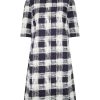 Damen People Tree Kleider | Lizzie Dress - Navy-Weis Karo Aus Biobaumwolle