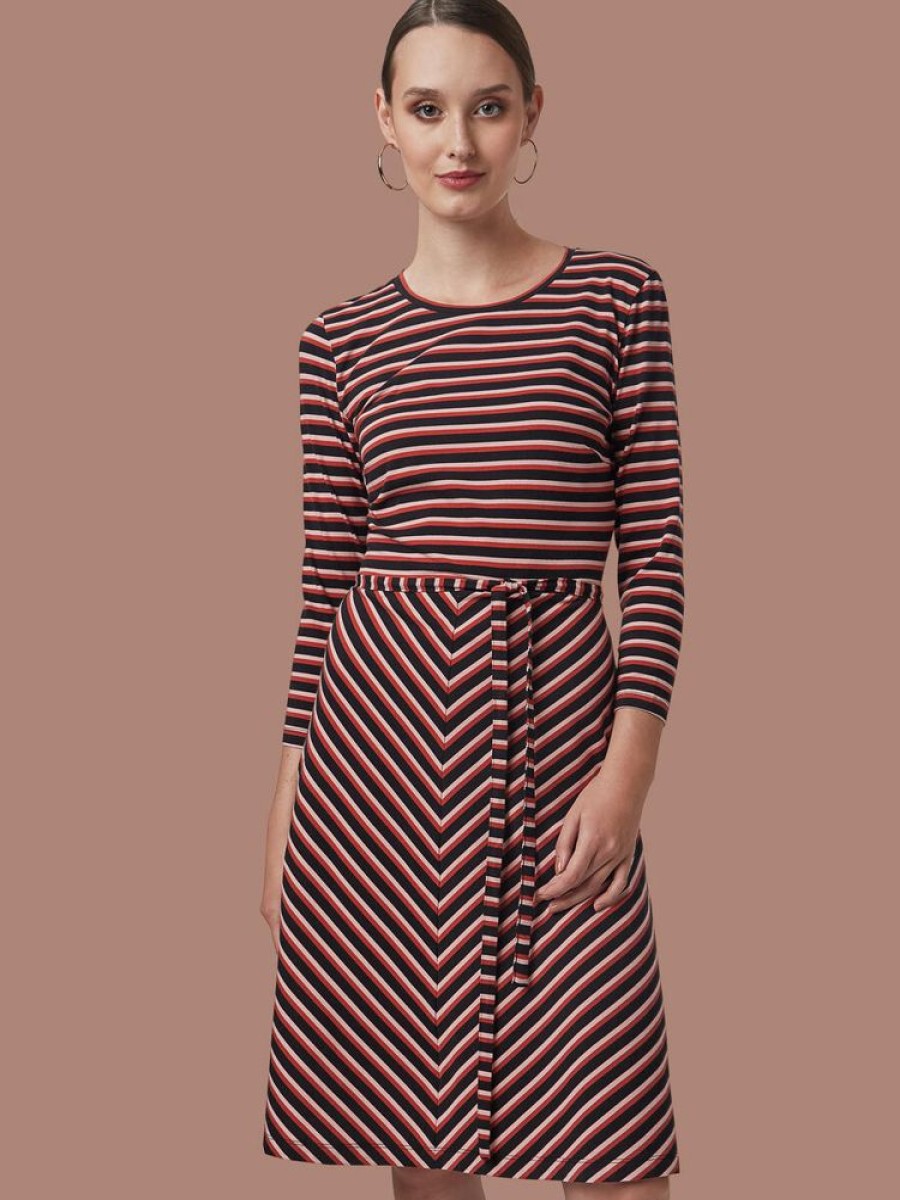 Damen Mademoiselle YéYé Kleider | Frauen Kleid Aus Bio-Baumwolle „Oh Yes!" Stripes Multi