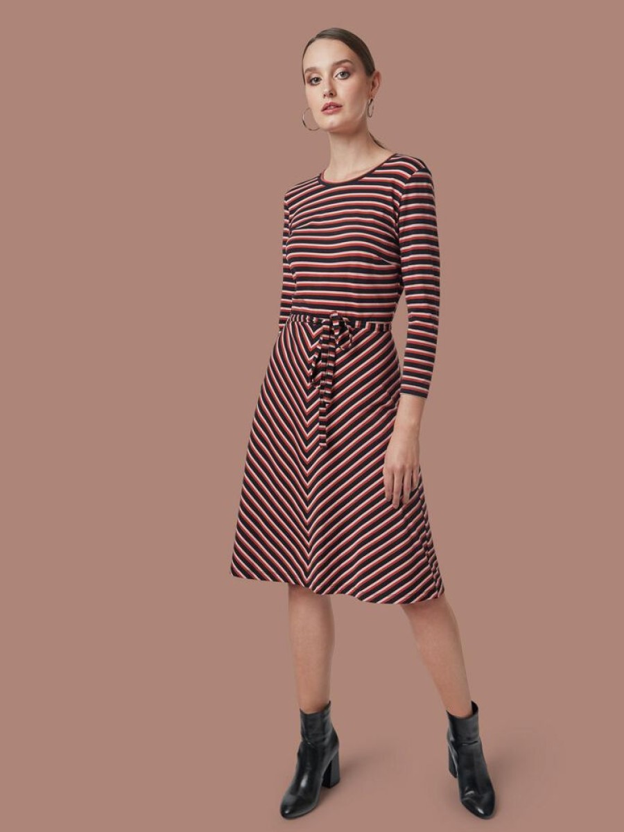 Damen Mademoiselle YéYé Kleider | Frauen Kleid Aus Bio-Baumwolle „Oh Yes!" Stripes Multi