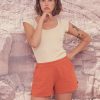 Damen bleed Hosen | Sheersugger Shorts Orange-Braun