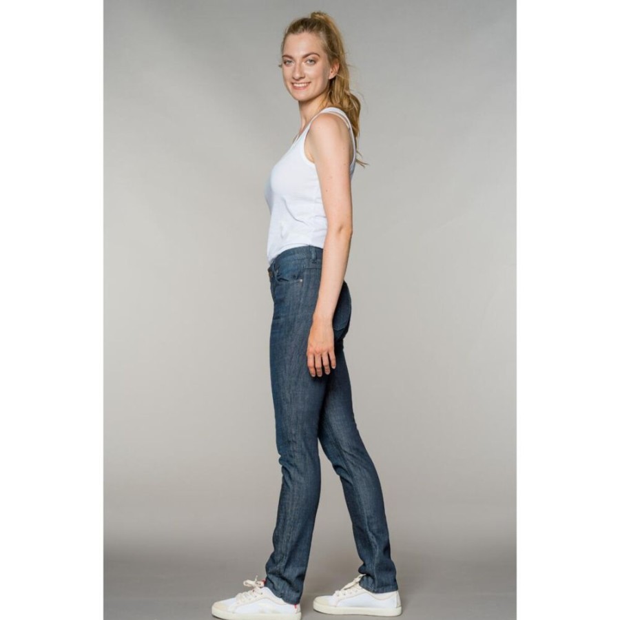 Damen Feuervogl Jeans | Svenja Slimfit | Medium Waist | Dark Blue Wash + Dirty Blue