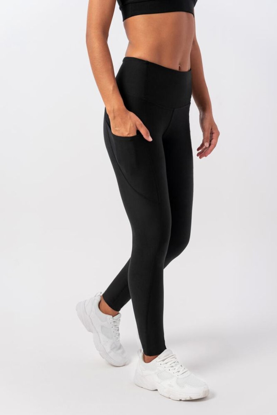 Damen Tripulse Hosen | Vielseitige Damen Sport & Yoga Leggings Aus Tencel Mit Seitentaschen - Schwarz