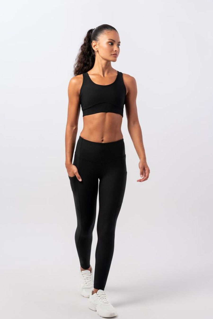 Damen Tripulse Hosen | Vielseitige Damen Sport & Yoga Leggings Aus Tencel Mit Seitentaschen - Schwarz