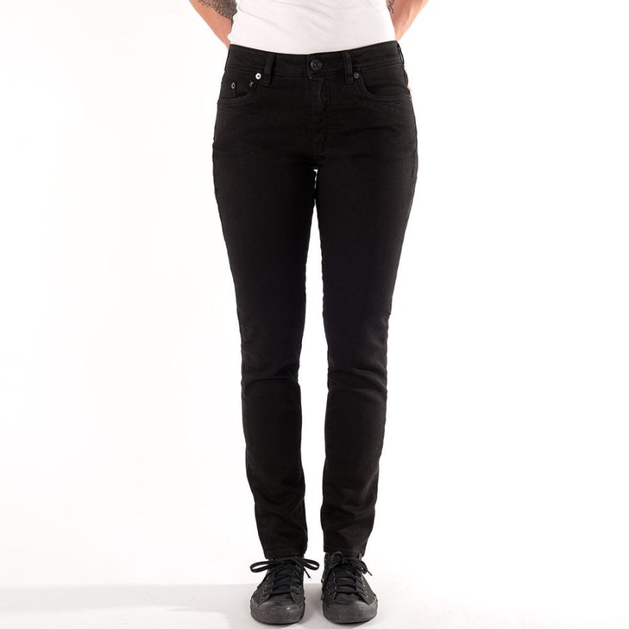 Damen fairjeans Jeans | Schwarze Jeans Slimmy Black, Schmales Bein, Mittelhoher Bund, Bio-Baumwolle