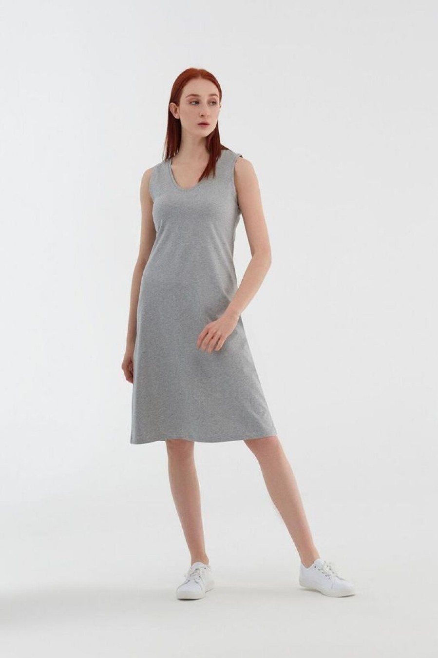 Damen Leela Cotton Kleider | Damen Kleider Armellos Bio-Baumwolle Sommerkleid Kleid