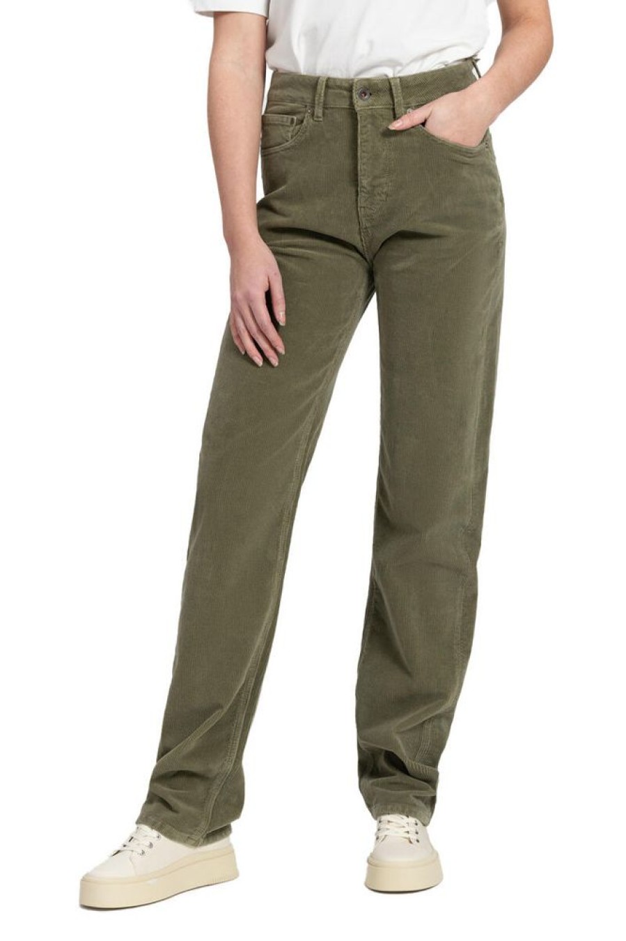 Damen Kuyichi Jeans | Damen Cordhose Rosa Straight Corduroy Bio-Baumwolle