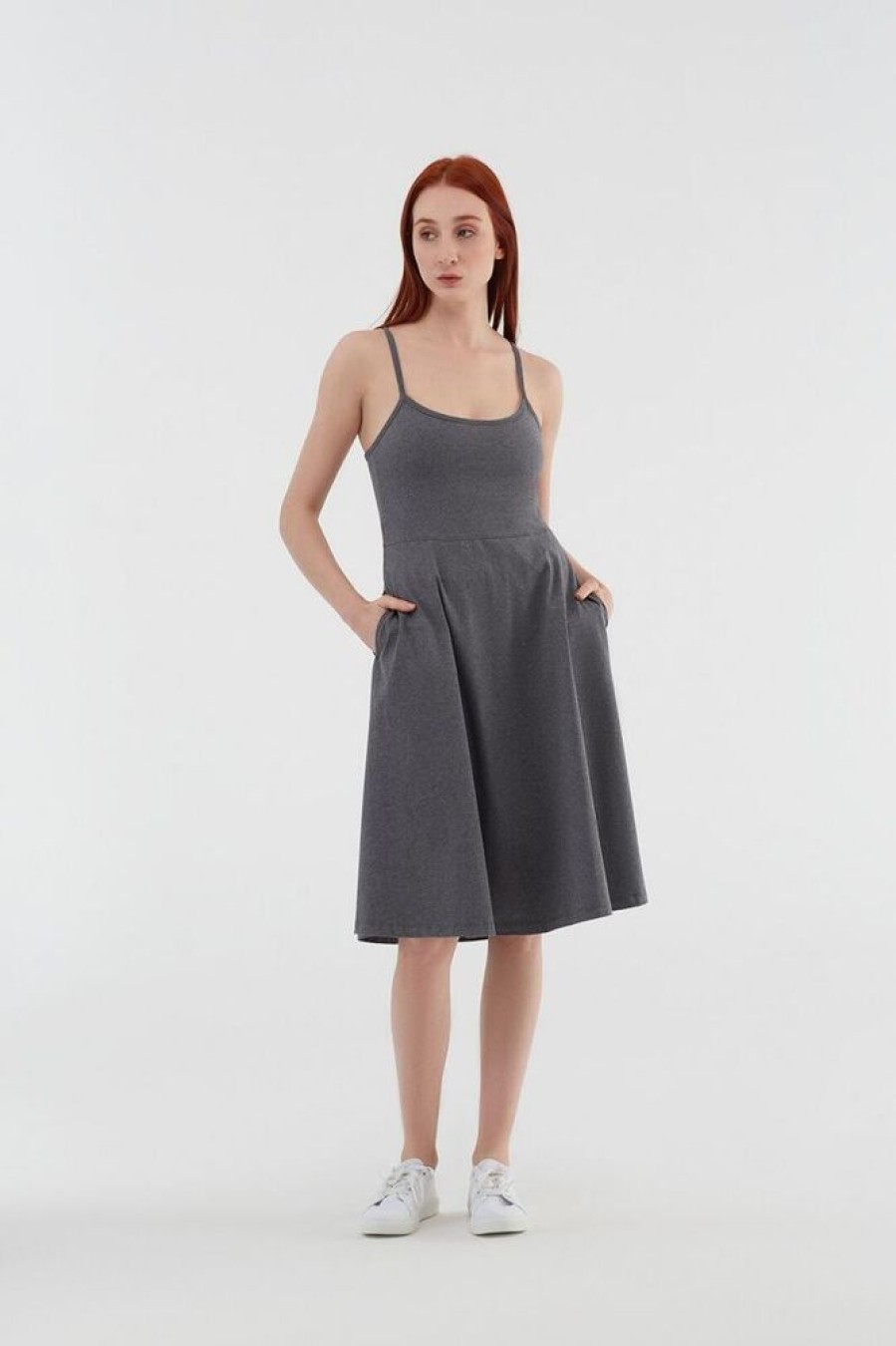 Damen Leela Cotton Kleider | Damen Tragerkleid Bio-Baumwolle Jersey Kleid Sommerkleid 1734