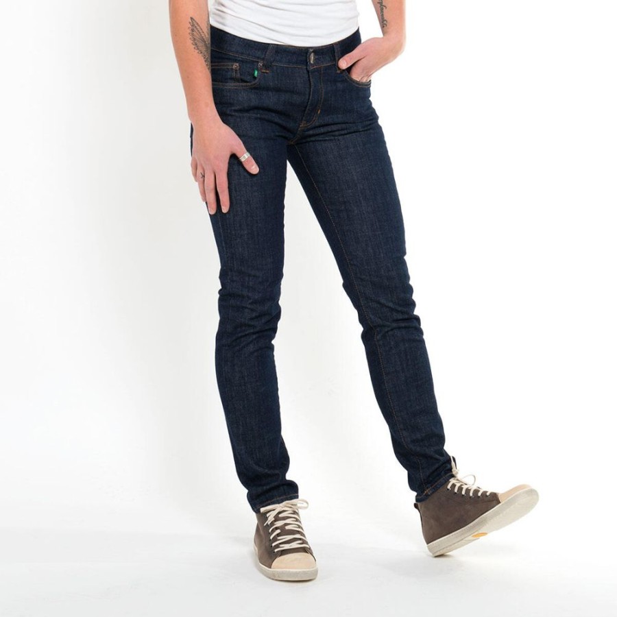 Damen fairjeans Jeans | Dunkelblaue Jeans Slimmy Navy, Schmales, Anliegendes Bein, Mittelhoher Bund, Aus Bio-Cotton