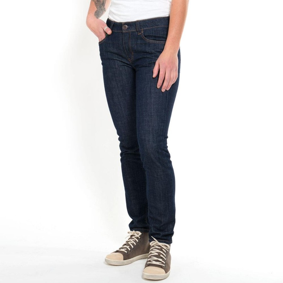 Damen fairjeans Jeans | Dunkelblaue Jeans Slimmy Navy, Schmales, Anliegendes Bein, Mittelhoher Bund, Aus Bio-Cotton