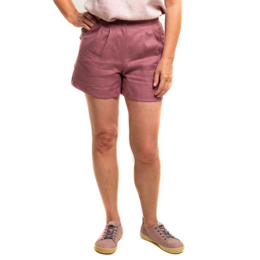 Damen nahtur-design Hosen | Leinenshorts Mit Bundfalten