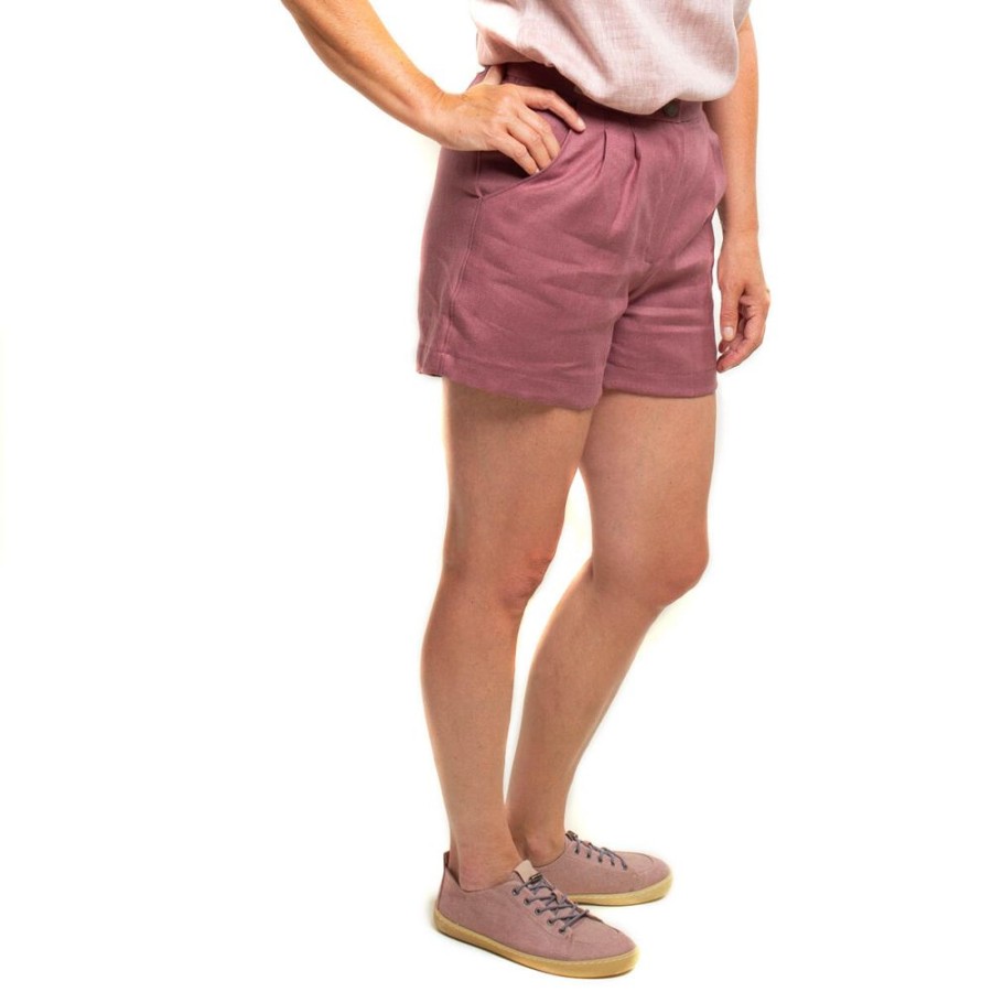 Damen nahtur-design Hosen | Leinenshorts Mit Bundfalten