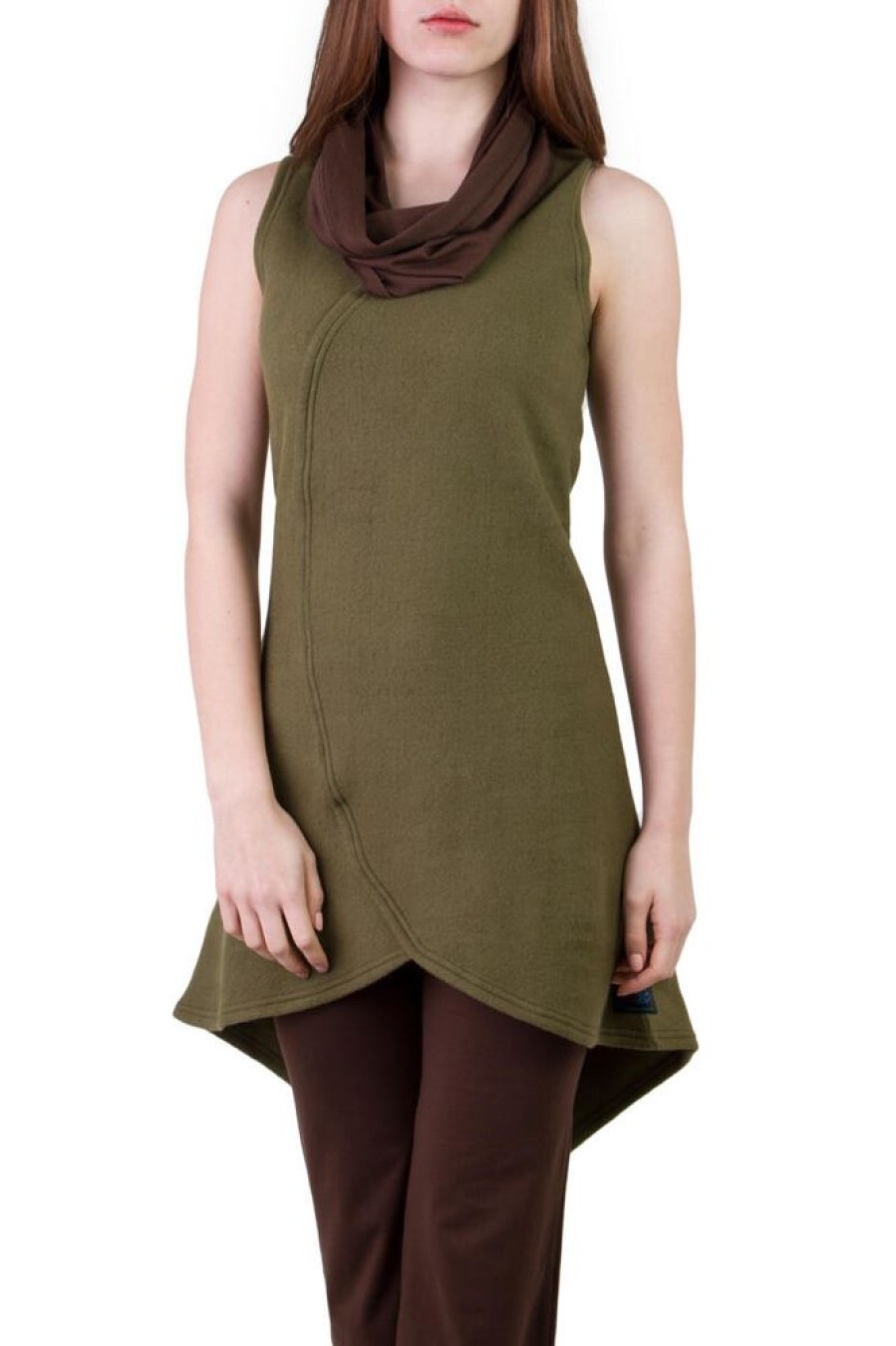 Damen Ajna Kleider | Kleid Silfo Olive Grun Mit Braunem Gurtel Set