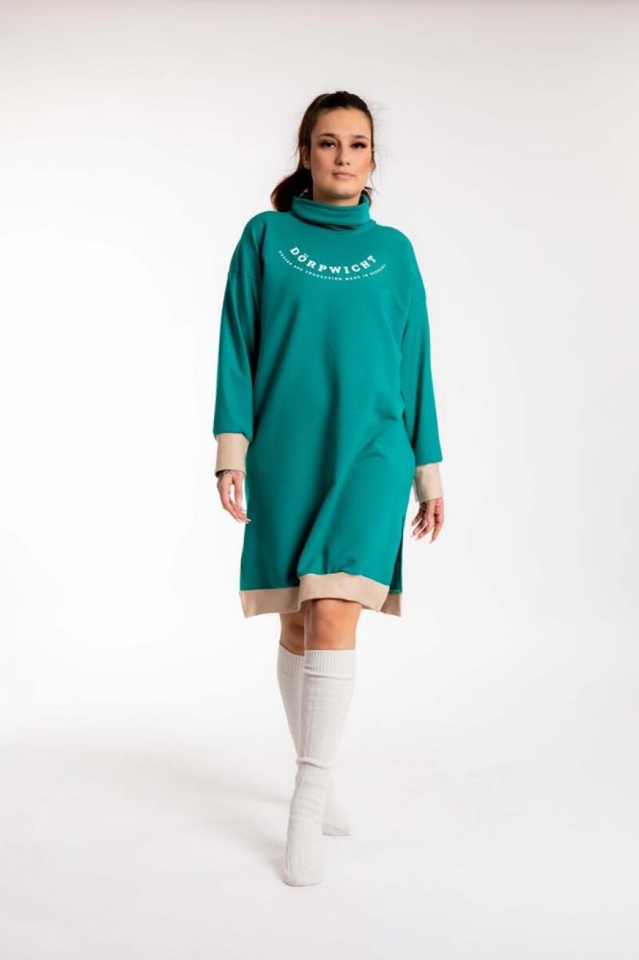 Damen Dörpwicht Kleider | Oversize Kleid Kuschelsweat Green 100% Made In Germany