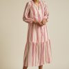 Damen LANIUS Kleider | Midikleid Print Stripe Aus Bio-Baumwolle Mit Seide