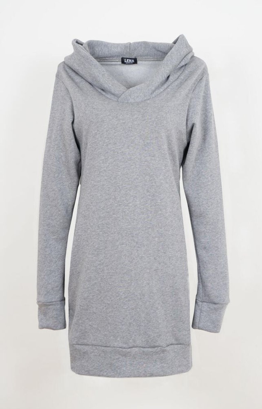 Damen Lena Schokolade Kleider | Kapuzen Hoodie Grau Meliert Aus Bio-Sweat