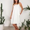 Damen SinWeaver alternative fashion Kleider | Sommerkleid Kurzes Kleid Mit Tragern Kork Viskose Weis