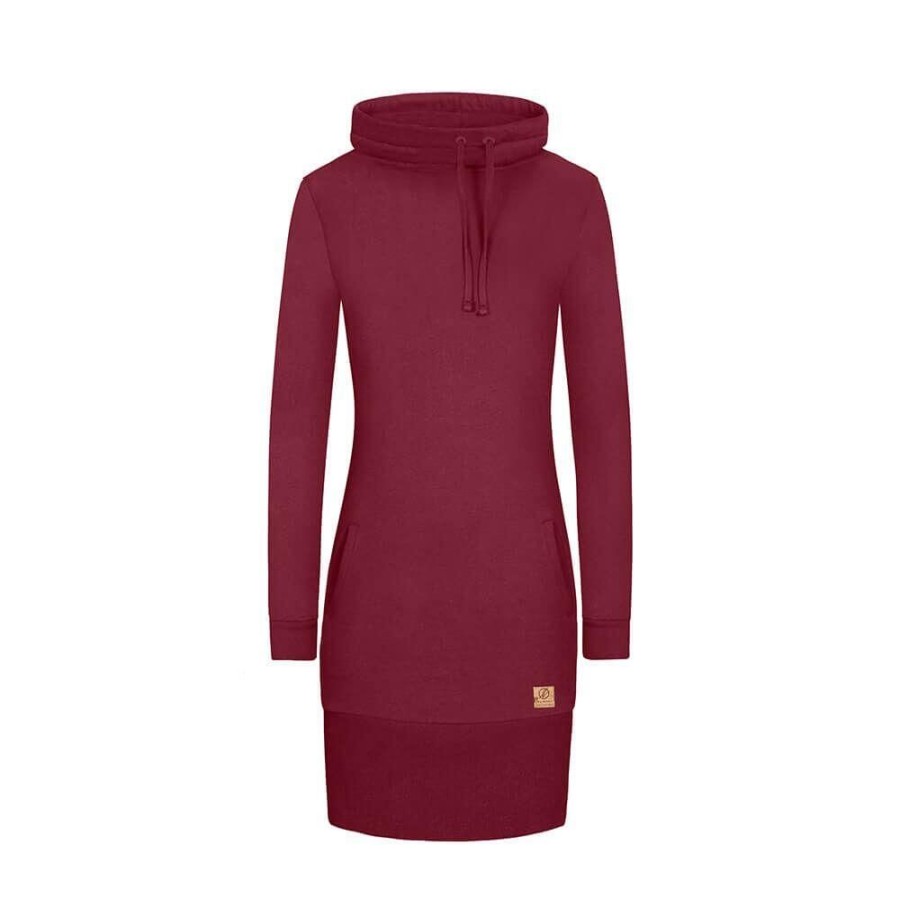 Damen bleed Kleider | Shawl Hoody Kleid Rot