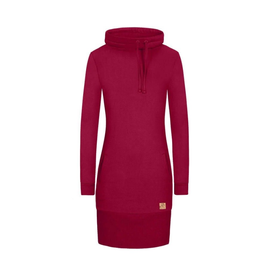 Damen bleed Kleider | Shawl Hoody Kleid Rot