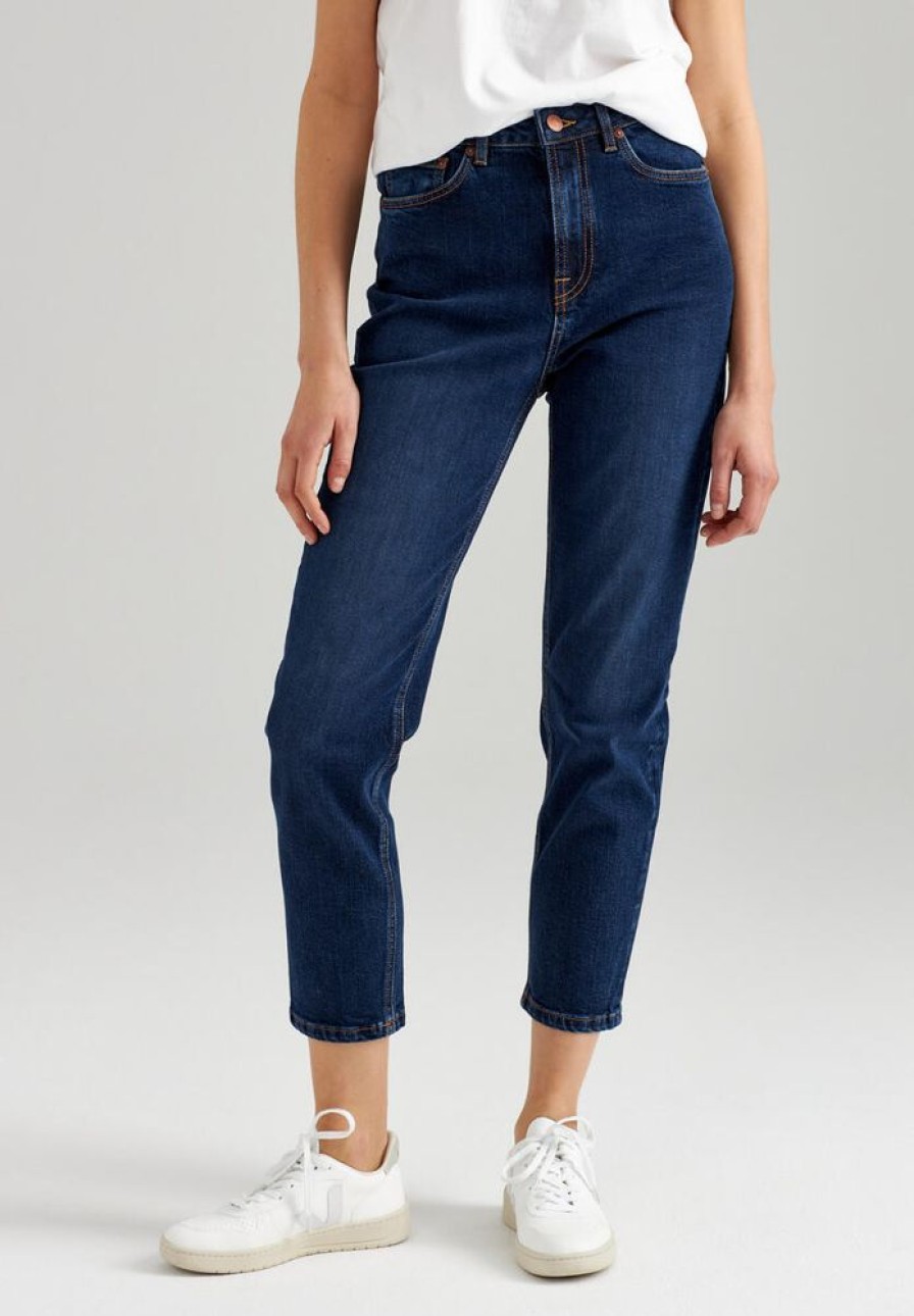 Damen ThokkThokk Jeans | Damen Mom Cropped Jeans Aus Biobaumwoll-Mix