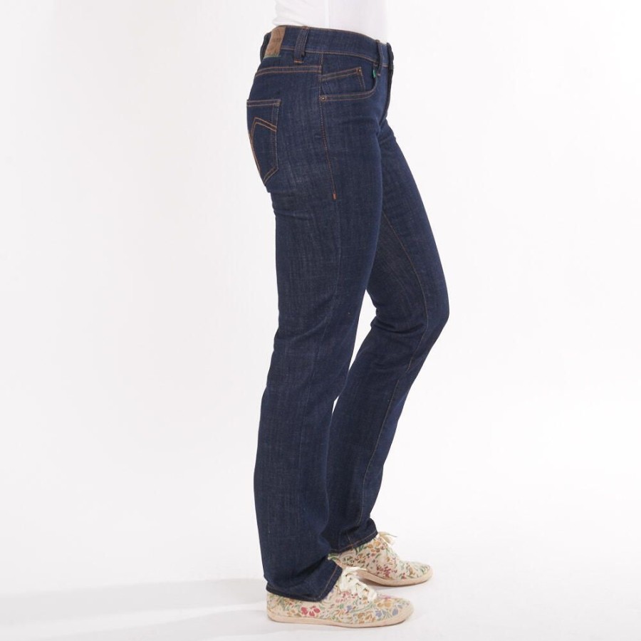 Damen fairjeans Jeans | Tiefblaue Jeans Straight Navy, Gerades Bein, Mittelhoher Bund, Biobaumwolle