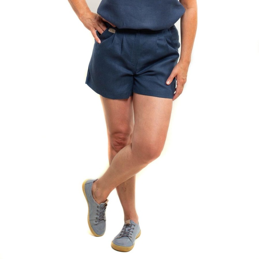 Damen nahtur-design Hosen | Leinenshorts Mit Bundfalten