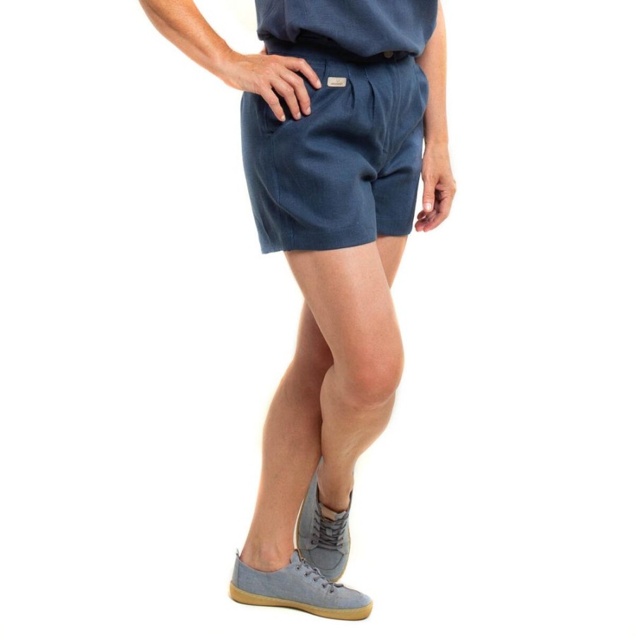 Damen nahtur-design Hosen | Leinenshorts Mit Bundfalten