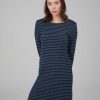 Damen ORGANICATION Kleider | Langarm Kleid Mit Streifen -Look Aus 100% Bio-Baumwolle