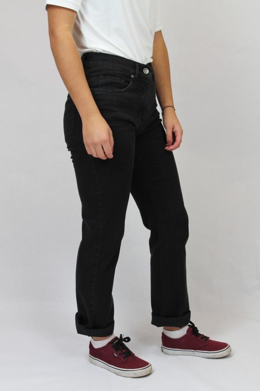 Damen bloomers Jeans | Tiefschwarze Gerade 5-Pocket Jeans In Klassischer Pasform