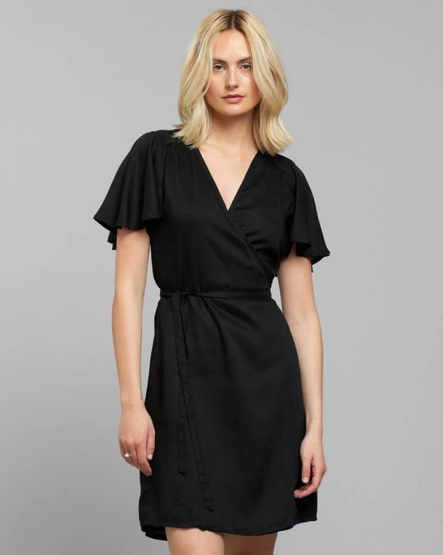 Damen DEDICATED Kleider | Wickelkleid Kungshamn - Black