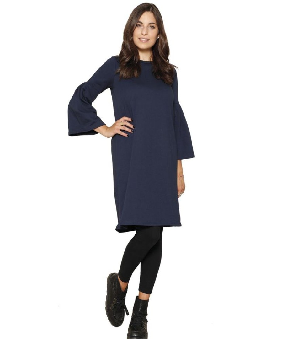 Damen CORA happywear Kleider | Damen Kleid Aus Bio-Baumwolle "Louise" Blau