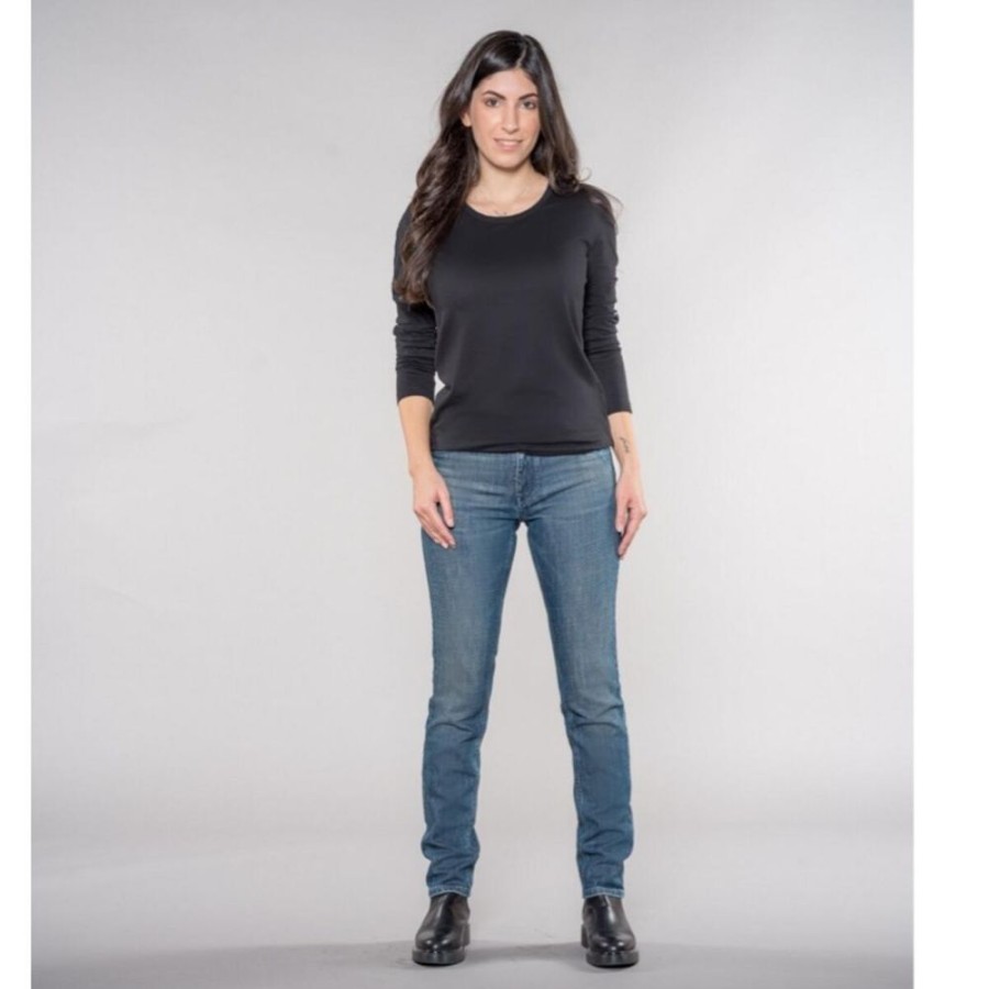 Damen Feuervogl Jeans | Svenja Slimfit | Medium Waist | Dark Blue Wash + Dirty Blue