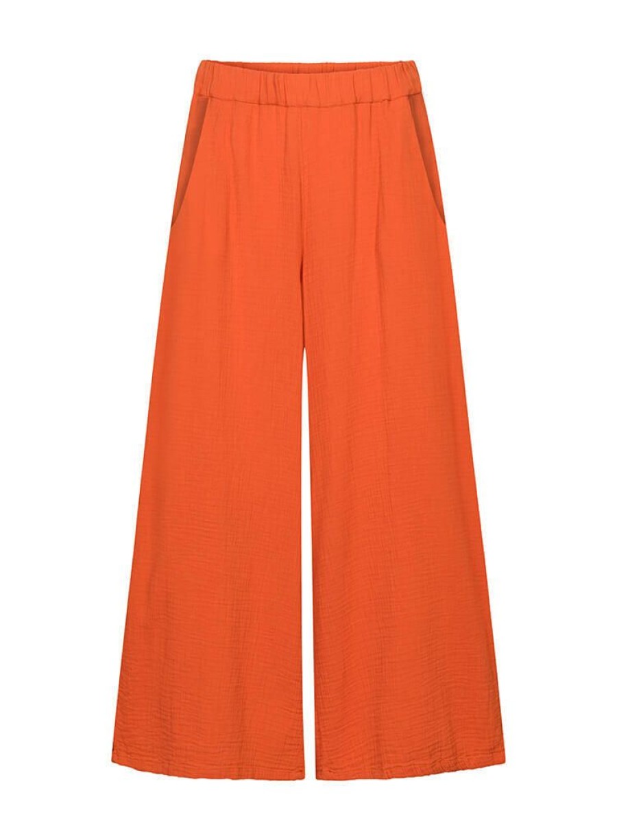 Damen bleed Hosen | Sheersugger Hose Orange-Braun