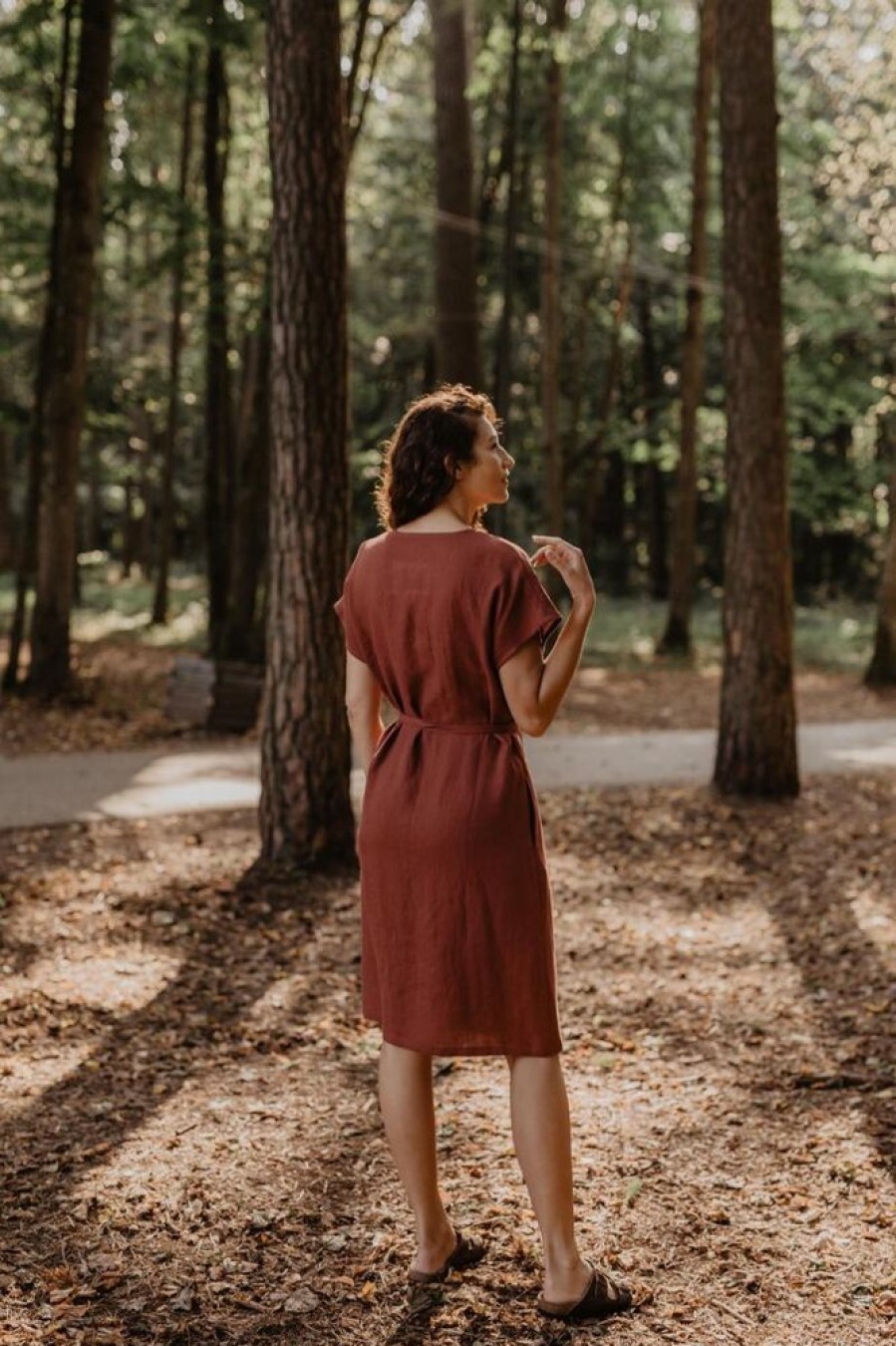 Damen AmourLinen Kleider | Wickelkleid Aus Leinen Rome