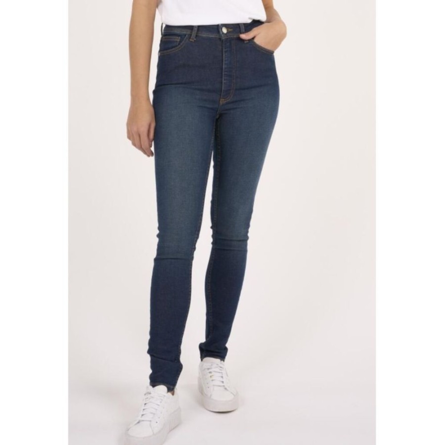 Damen KnowledgeCotton Apparel Jeans | Slim Jeans Ivy Deep Blue Mit Bio-Baumwolle