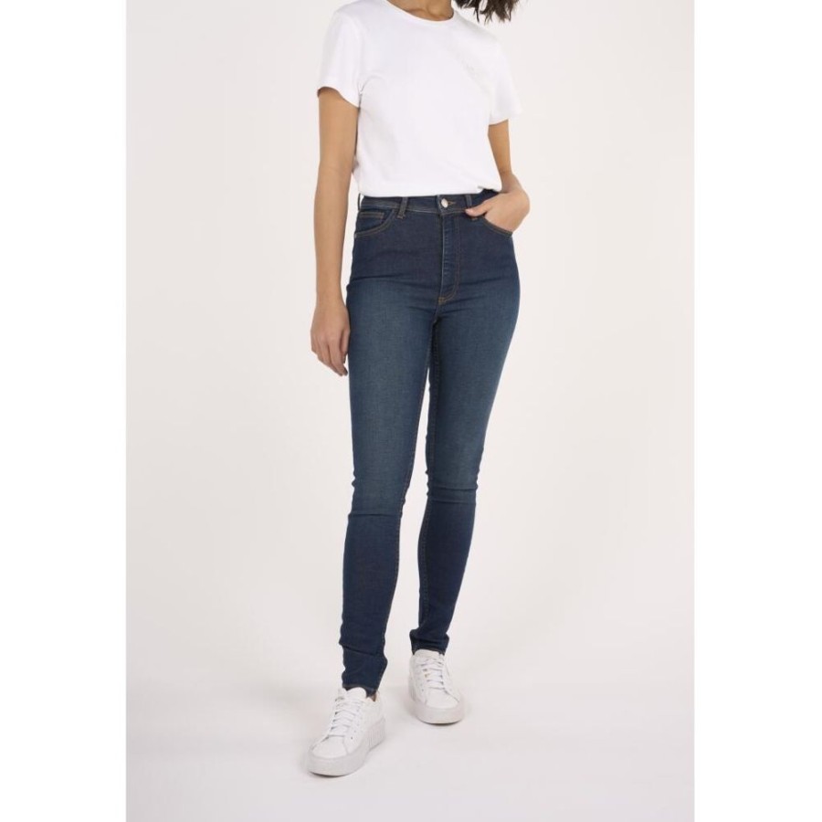 Damen KnowledgeCotton Apparel Jeans | Slim Jeans Ivy Deep Blue Mit Bio-Baumwolle