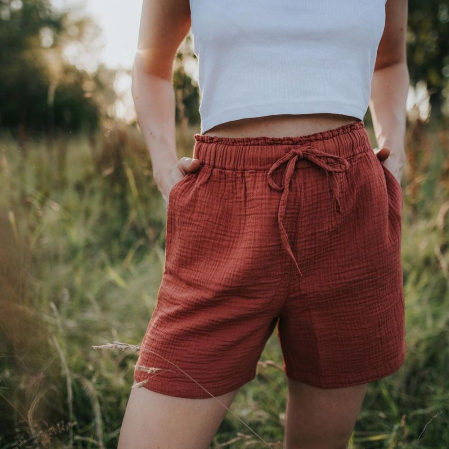 Damen NORDLICHT Hosen | Musselin Shorts Aus 100% Bio-Baumwolle Leja