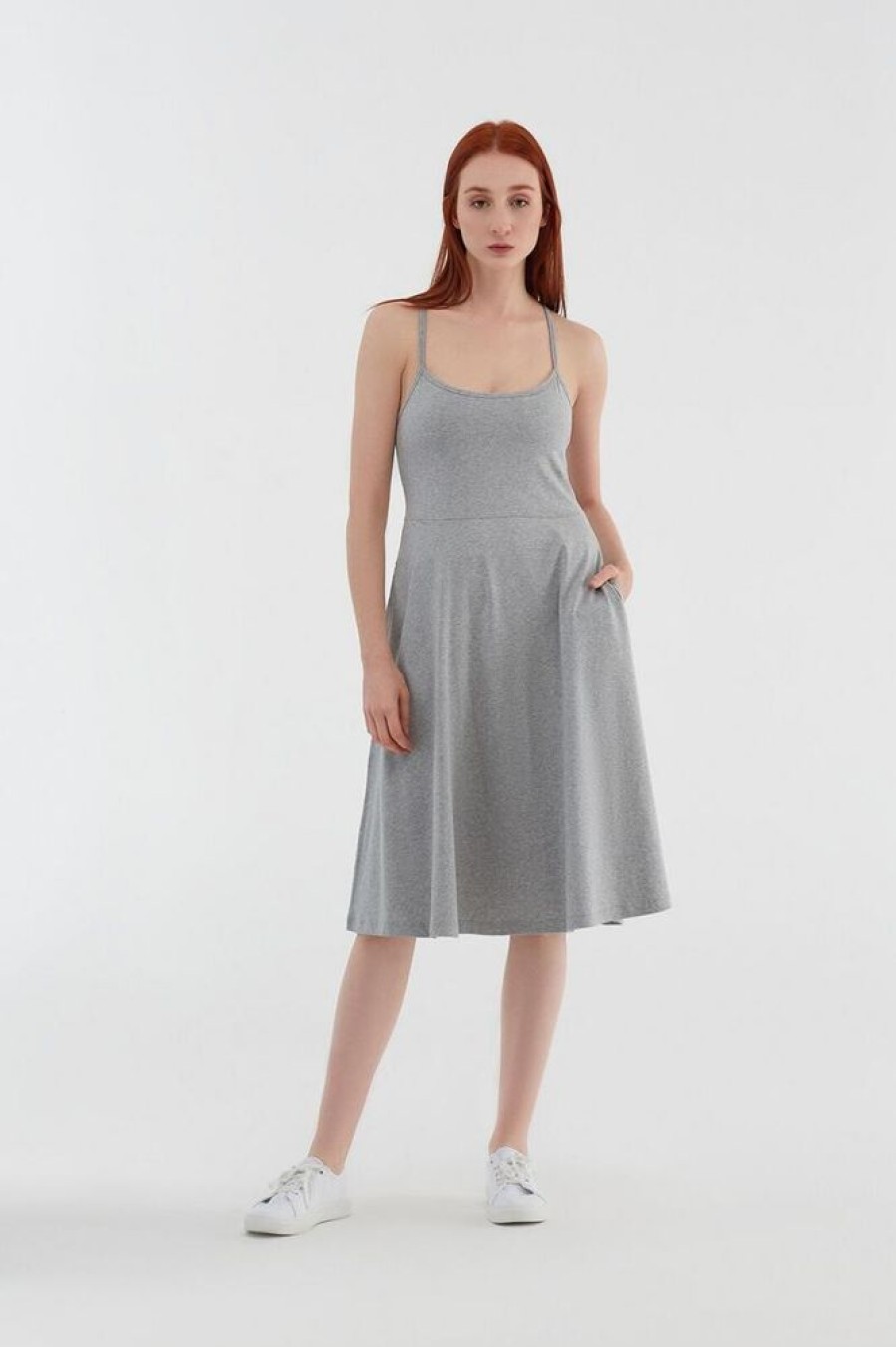 Damen Leela Cotton Kleider | Damen Tragerkleid Bio-Baumwolle Jersey Kleid Sommerkleid 1734